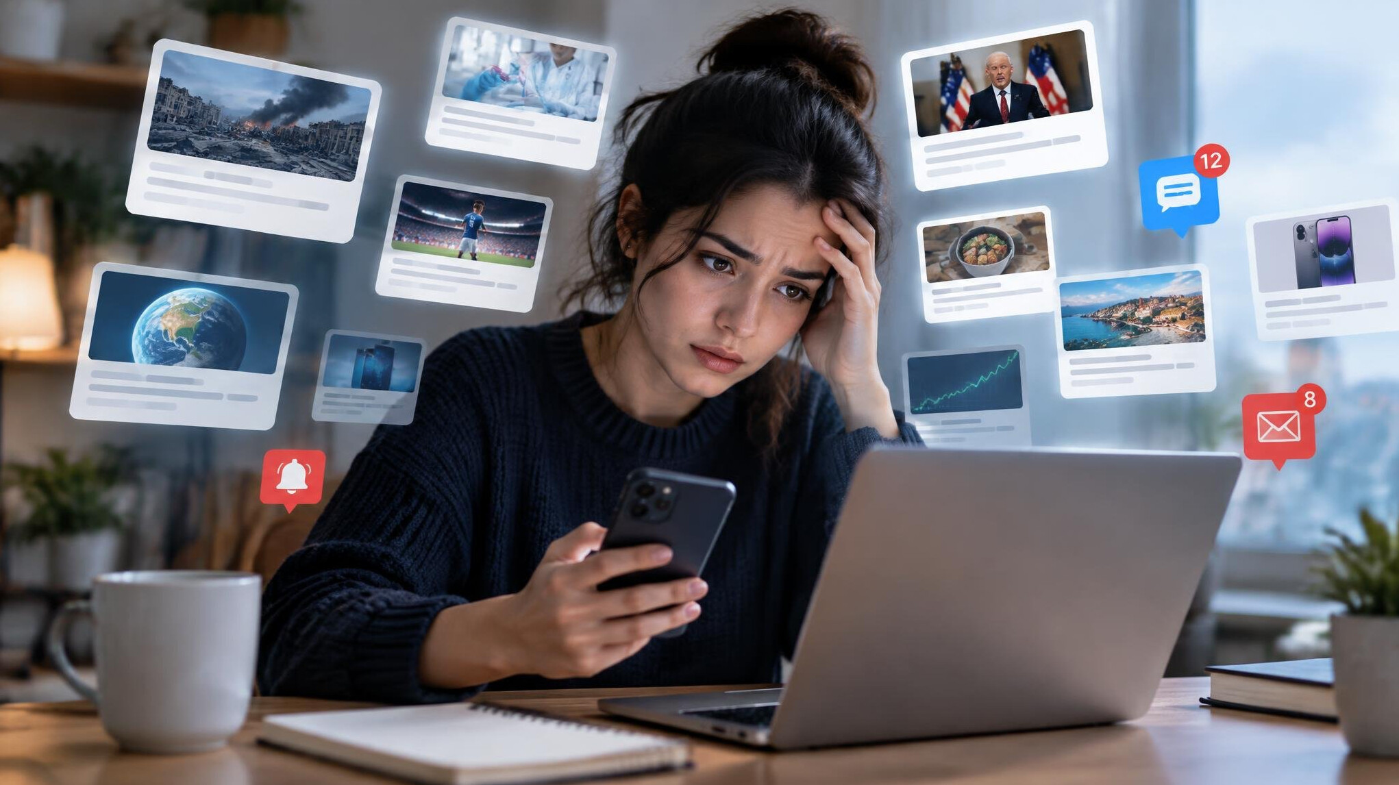 person reading news on laptop